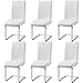 Yaheetech Chaise Salle à Manger Lot de 6 Cuisine Moderne Siège Revêtement en Simili Cuir Chaise Hauteur Assise 50 cm Acier Chromé Chaise Blanche