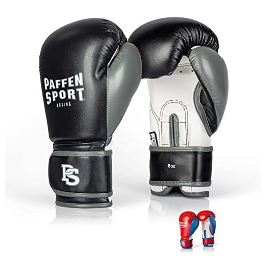 Paffen Sport «Kids» Kinder-Boxhandschuhe für das Training im Boxen, Kickboxen, Muay Thai, K1 und Anderen Kampfsportarten (Schwarz/Weiß/Grau, 6UZ)