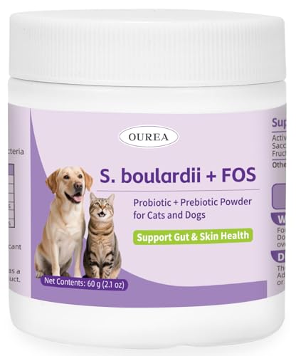 S.boulardii + FOS Pet Probiotic Powder for Dogs & Cats, 6.7 Billion CFU, Gut & Immune Support, Loose Stool & Digestive Upset Relief, Improves Stool Consistency, Skin Health, Veterinarian Recommended