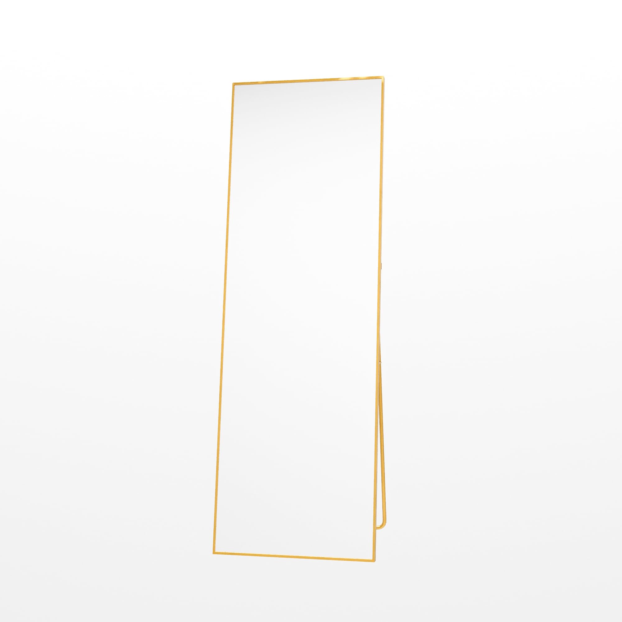 Specchio da Parete Lungo, Specchio da Terra Appendere con Cornice in Lega di Alluminio e Ganci Specchio a Figura Intera, Per Camera da Letto e Soggiorno(oro, rettangolo 162 x 53 cm)