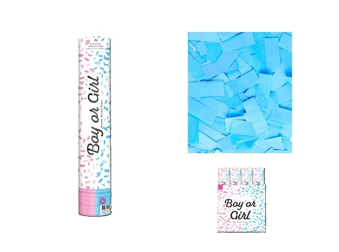 Canon à confettis bleu ciel lot de 6 pour célébrer la naissance de votre garçon