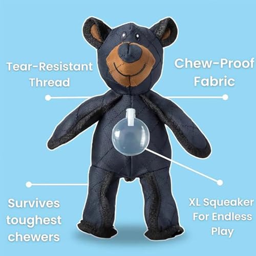 Yigoo Unzerstörbar Hundespielzeug,Unkaputtbar Kuschelti Plüsch Teddy Bär,Quietsch Robuste Hund Spielzeug,Anti-Kau Toy Blau L