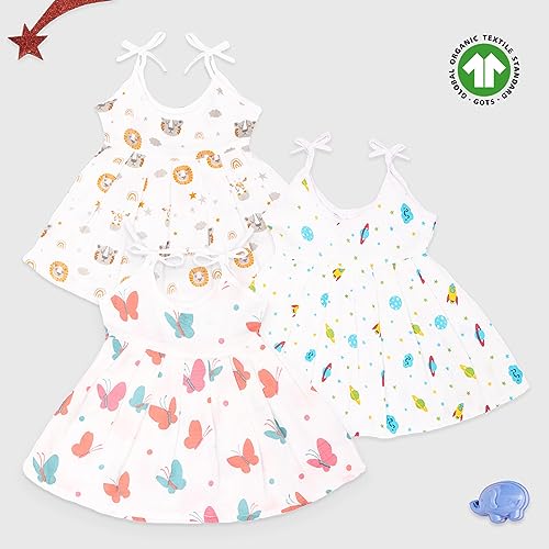 Image of Kidbea Extra Soft Mulmul Cotton Jhabla Frok for Baby Girls Set of 3 (3-6 Months) TSB