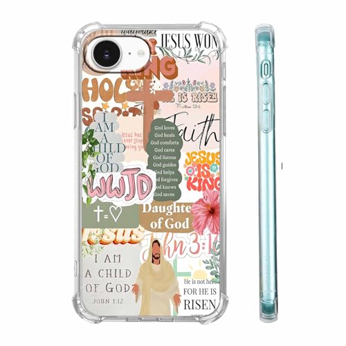 mehidpur Christian Quotes Aesthetic Vintage Jesus Bible Verse Collage Pattern,Soft TPU Bumper Case for iPhone 16e/17e,#1