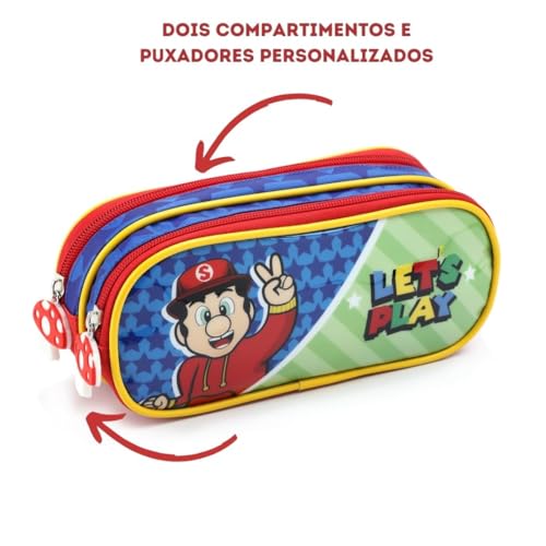 Kit Mochila de Rodinha, Lancheira e Estojo do Mario