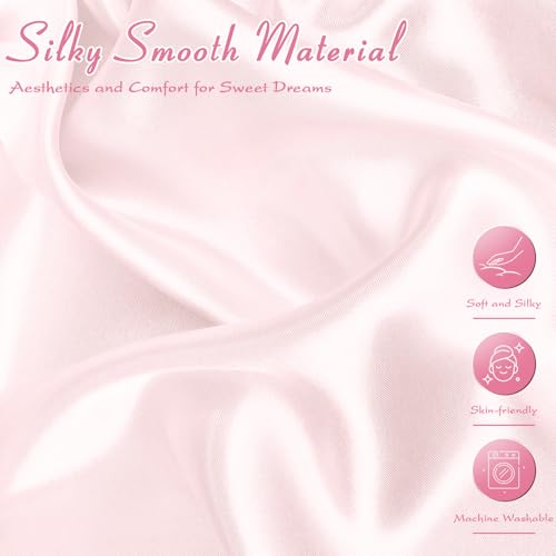 Image of Entisn 28x52 Satin Fitted Crib Sheet 2 Pack, Baby Pink and Light Purple | 8-Inch Deep Pocket Snug Fit, Silky Satin Protects Hair And Skin, No-Slip Reinforced Edges, Machine Washable Fade-Resistant