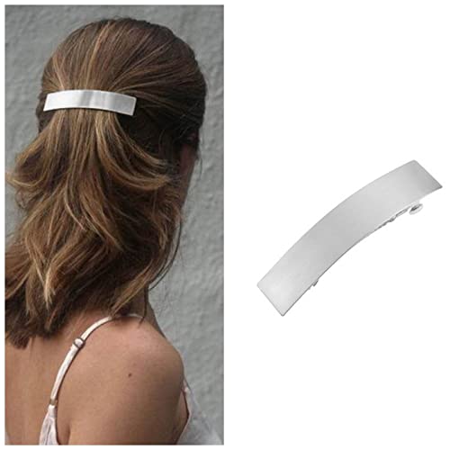 Cimenexe - Pinza para el pelo con barra geométrica bohemia, pasador de metal rectangular para el pelo, pinza para la cabeza gruesa plateada, accesorios decorativos para el cabello, joyería para Cover
