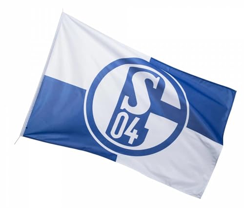 FC Schalke 04 Hissfahne - Karo - 100 x 150 cm Fahne Flagge S04 - plus Lesezeichen I love Gelsenkirchen