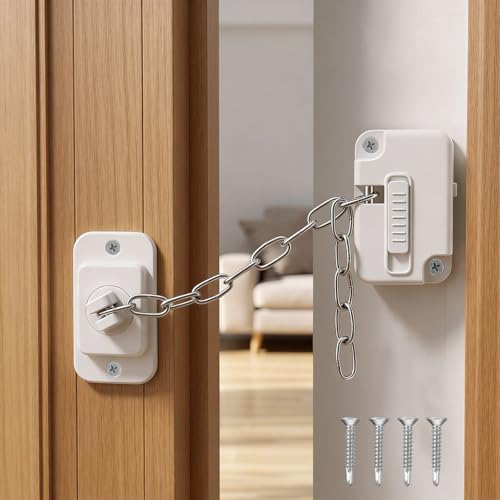4-Pack Adjustable Door Latch & Stopper with Screws, 14.2" ABS Plastic Door Holder & Prop to Keep Door Open for Pets, Cats- No Tools Required