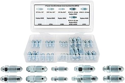 Dsnaduo 36 PCS Bleeder Valve,Brake Bleeder Screw Assortment Kit Replace H9402-6, H9403-6, H9404-6, H9406-6, H9407-6, H9410-6