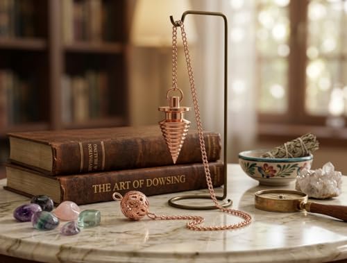Image of Designer Copper Pendulum for Reiki Healing, Dowsing & Chakra Balancing - Cone Shape Divination & Meditation Tool for Energy Cleansing