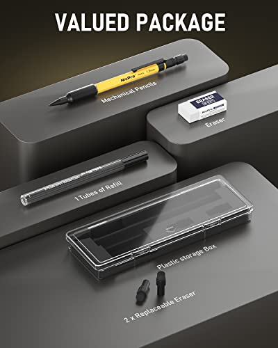 Image of Nipro 1.3 mm Mechanical Pencil with Lead Refill, Eraser - Weatherproof Heavy Duty Barrel, Great Balance Carpenter Pencil for Outdoor Marking Drafting Drawing Sketching Woodworking - with Pencil Case
