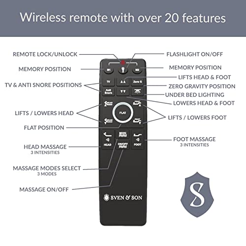 Sven & Son Twin Xl Adjustable Bed Base Frame + 12” Luxury Cool Gel Memory Foam Mattress, Head Up Foot Up, Usb Ports, Zero Gravity, Interactive Dual Massage, Wireless, Classic (Twin Xl) #TOP4