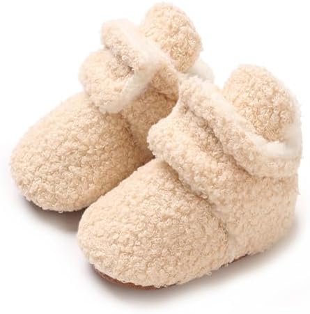 TMEOG Krabbelschuhe Baby Winterschuh Outdoor Fleece Boots Rutschfest Warme Booties Stiefel Gefütterte Neugeborene Walk Schuhe für Mädchen Jungen 0-18 Monate