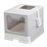 Diseño semicerrado - Deflector transparente que permite la privacidad de tus gatos mientras mantiene la arena oculta de la vista. La casa para gatos puede evitar olores desagradables y mantener tu hogar higiénico y limpio. El diseño de entrada superior proporciona privacidad para gatos y disuade a los perros de cavar en la caja de arena. La puerta transparente permite que sea conveniente observar si está ocupada y es adecuada para la familia de varios gatos