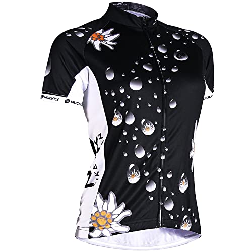 NUCKILY Women Cycling Jersey Short Sleeve Biking Shirts Ladies Bicycle Clothing Bike Jacket Tops Quick Dry with 3 Pockets