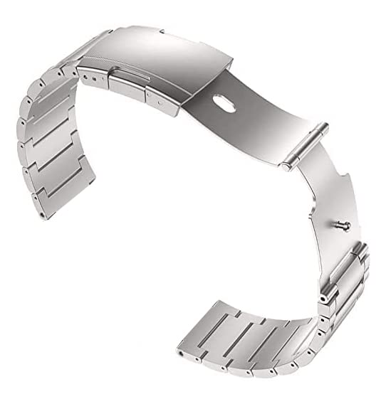 MaKTech Titanium band,22mm Light Weight One-Piece Metal Link Bracelet,Compatible with Galaxy Watch 3 45mm/46mm,HuaWei Watch 4/3 & Ultimate/GT 3 Pro,Amazfit GTR 3/2 (Silver) - Image 3