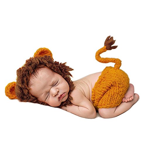 iBaste Vêtements bébé en laine Ensembles bébés nouveau-nés avec le lion tissé à la main Style pour la photographie ,Orange ,Small Cover