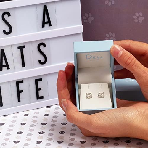 Dew Sterling Silver Cat Feline Face Stud Earrings 4855HP