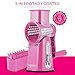 SUSTEAS Rotary Cheese Grater with Handle - Vegetable Shredder with 5 Well-designed Blades & Strong Suction Base,Round Mandoline Slicer & Food Chopper for Kitchen,with Blade Storage Box(Pink)