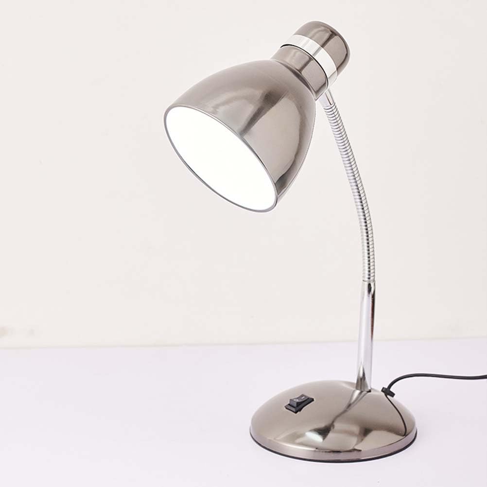 AoLa Vintage Desk Lamp - Adjustable Table Lamp with E27 Socket - Silver Metal - Office/Reading/Children's Room