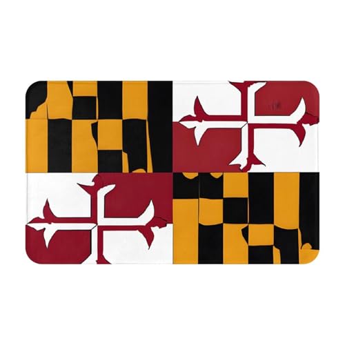 Flag of Maryland Print Living Room Bathroom Kitchen Anti Slip and Absorbent Carpet, Indoor Entrance Door Muddy Floor Mat, Ultra Soft Washable Carpet 21x31.5 Inches