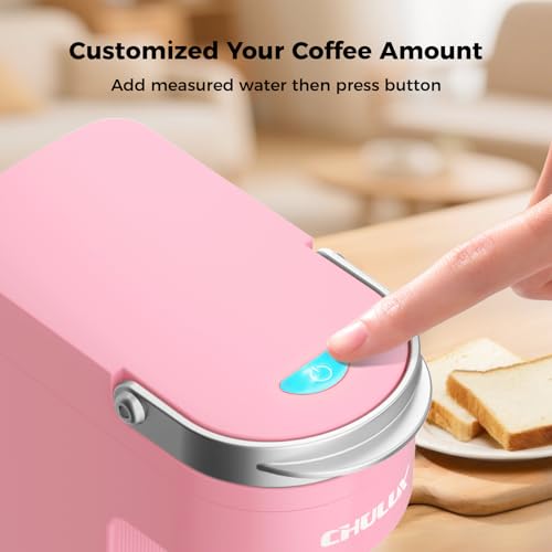 Image of CHULUX Slim Single Serve Coffee Maker for K Cup, Compact Size, Salmon Pink | Fast-Heating Boiler System, 4-Hole Needle for Richer Flavor, Adjustable Drip Tray for 7.3 inch Travel Mug, Food Grade Material