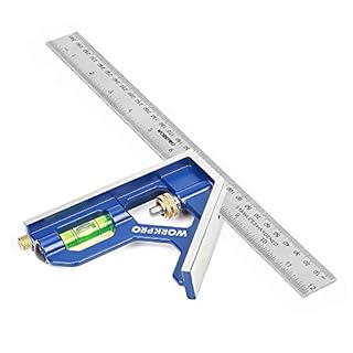 WORKPRO 12Inch/300mm Combination Square, Engineers Set Square, Stainless Steel Angle Ruler, Adjustable Carpentry Square 45/90 Degree with Bubble Level, Measuring Tool for Engineer Carpenter