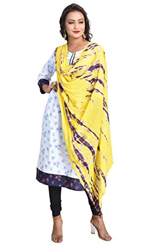 Image of Women's Pure Cotton Multi-Colored Traditional Authentic Tie Dye with Bandhej Bandhani Dupatta Chunni