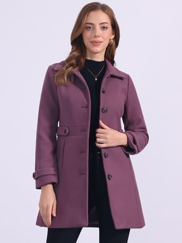 Image of Allegra K Women's Winter Classic Overcoat with Pockets Single Breasted Coat