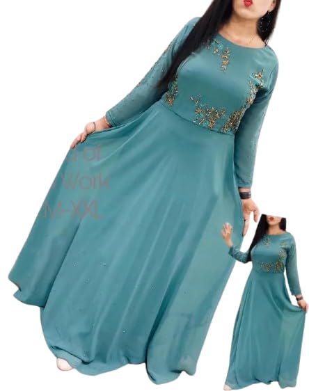 Fancy Georgette Ethnic Maxi A-Line Gown for Women (P-29817962-2XL) Green-image-48