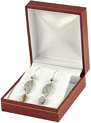 JewelrySupply Classic Luxury Designer-Style Red Leatherette Pendant and Earring Jewelry Box - Premium Gift Packaging