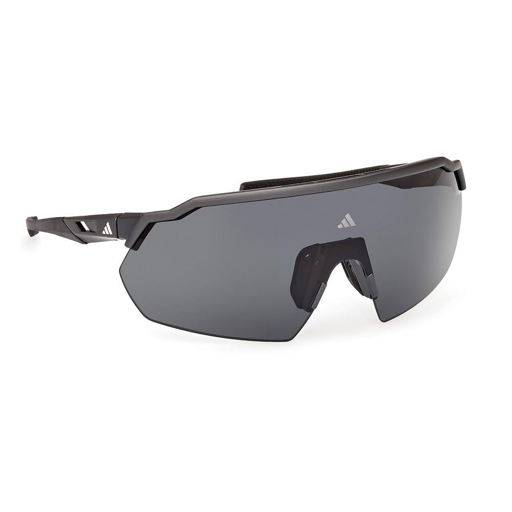 adidas Sport SP0093 Sonnenbrille Herren und Damen, Unisex Sportliche Dünne und Leichte Sonnenbrille, Bildschirm Linsenform, Inklusive Etui, Polarisierte Rauchgläser, Matt Schwarz