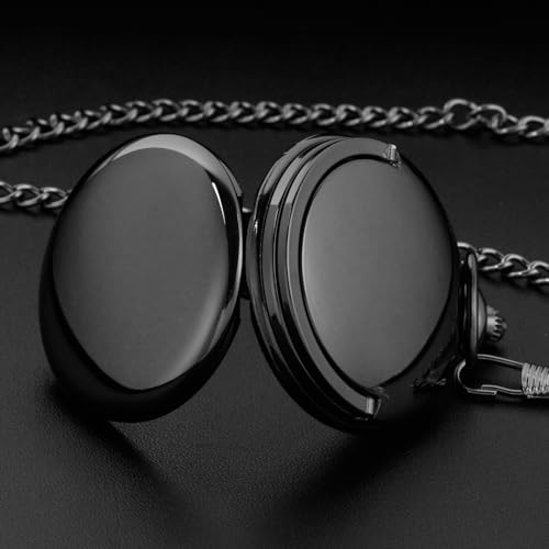 Tiong Relógio de bolso com suporte, design de numerais romanos, caixa lisa de quartzo com corrente p