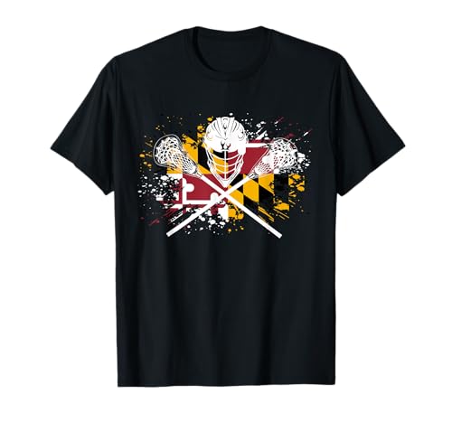 Boys Lacrosse Shirt Helmet Sticks LAX Maryland Flag Gift
