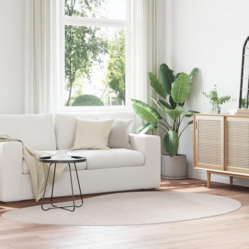 Brokky 4103730 Rug HUARTE Short Pile Soft and Washable Sand 160x230 cm Wooden Standing Side Cabinet Unit for Living Room Kitchen Hallway