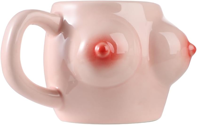 haozaikeji Ceramic Female Form Mug Funny Boobs Coffee Mug Creative Ice Tea Mug Artist Breast Drinking Cup Feminist Breast Cancer Survivor Milk Cup Body Shape Morning Mug with Handle image 2
