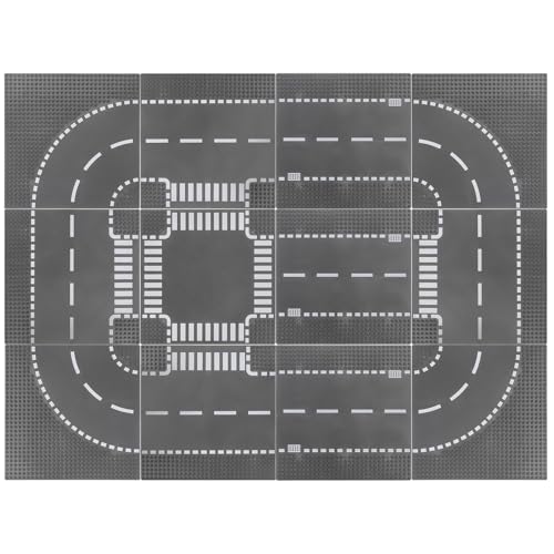 Peohud 12 Pieces Road Base Plates, 10" x 10" Building Blocks Base Plates for Building Bricks Compatible with All Major Brands