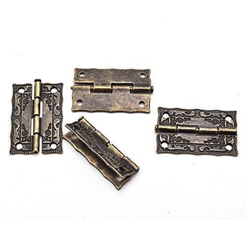 Antique Heart-Shaped Hasp Latch Vintage Engraved Mini Hinge And Bronze Box Corner Protectors With Matching Screws For Repair And Decorative Jewelry Box #TOP3