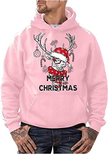 Sweats à capuche tendance pour hommes Sweats à capuche décontractés Pull mince à manches longues Pull à capuche léger pour hommes Sweatshirt décontracté fantaisie (couleur : rose. , taille : X Cover