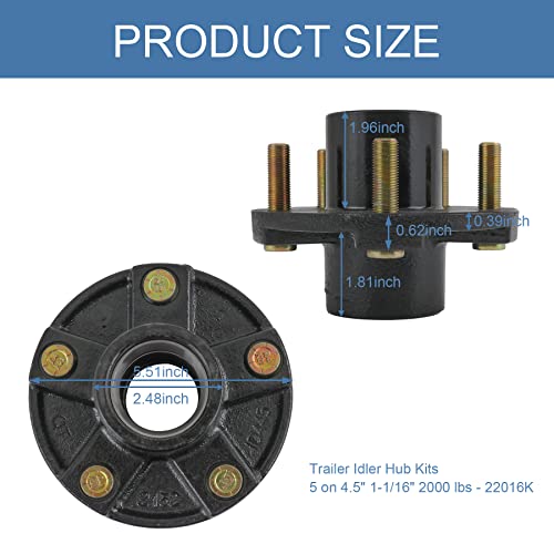 image for JDMSPEED 2 Trailer Idler Hub Kits 5 on 4.5
