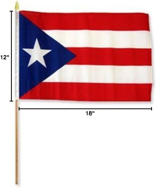 Puerto Rico 12"x18" Stick Flag (12) One Dozen
