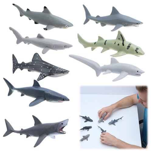 Zynqo 8PCS Shark Model Figure Miniature Realistic Marine Ornaments 8 Style