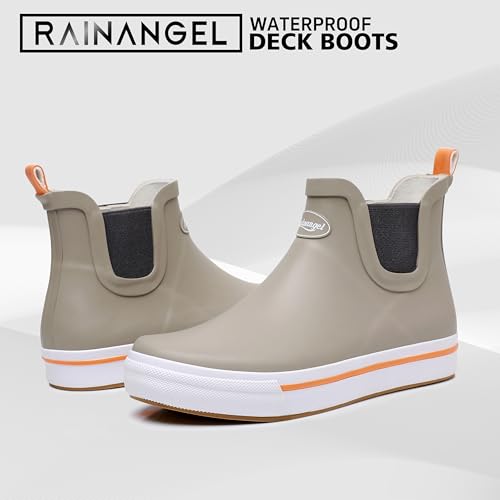 Image of RAINANGEL Rain Boots for Men, Ankle Rain Shoes Anti-Slipping with Comfortable Lightweight Nature Rubber and Outdoor Work Shoes,Waterproof Fishing Deck Boots
