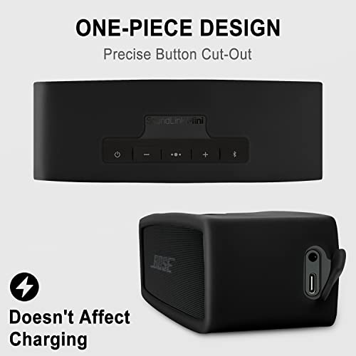 Image of Geiomoo Compatible with Bose SoundLink Mini /Mini II Silicone Carrying Case, Portable Scratch Shock Resistant Cover (Black)