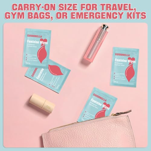 GUIDDBELLA Feminine Wipes for Women - Individually Wrapped Flushable Wipes, PH-Balanced, Alcohol-Free, Unscented - Image 4