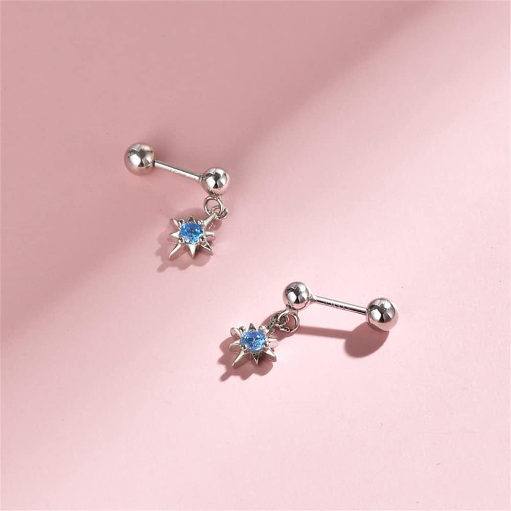 18G Tiny Crystal Star Stud Cartilage Earrings for Women Girls 925 Sterling Silver Mini Cute Blue CZ 3mm Ball Back Barbell Studs Sleeper Tragus Post Minimalist Hypoallergenic Birthday Christmas Jewelry - Image 4