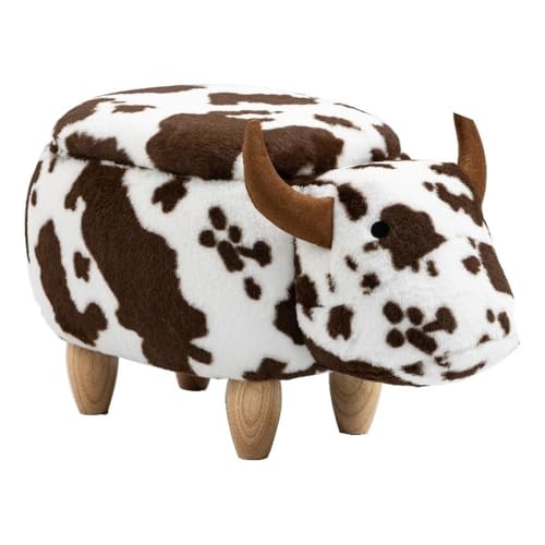 Home 2 Office Cow Ottoman for Kids Bedroom Playroom Nursery and Living Room Animal Ottoman with Storage Footstool for Kids Brown Cow Print