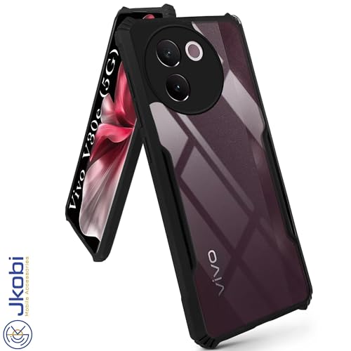 Image of Jkobi Hybrid Back Case Cover for Vivo V30e 5G (Shockproof with Polycarbonate Clear Panel | Professional Black)
