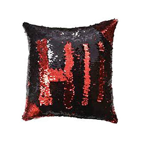 Housse de coussin réversible à paillettes et paillettes - 40,6 cm - Rouge et noir